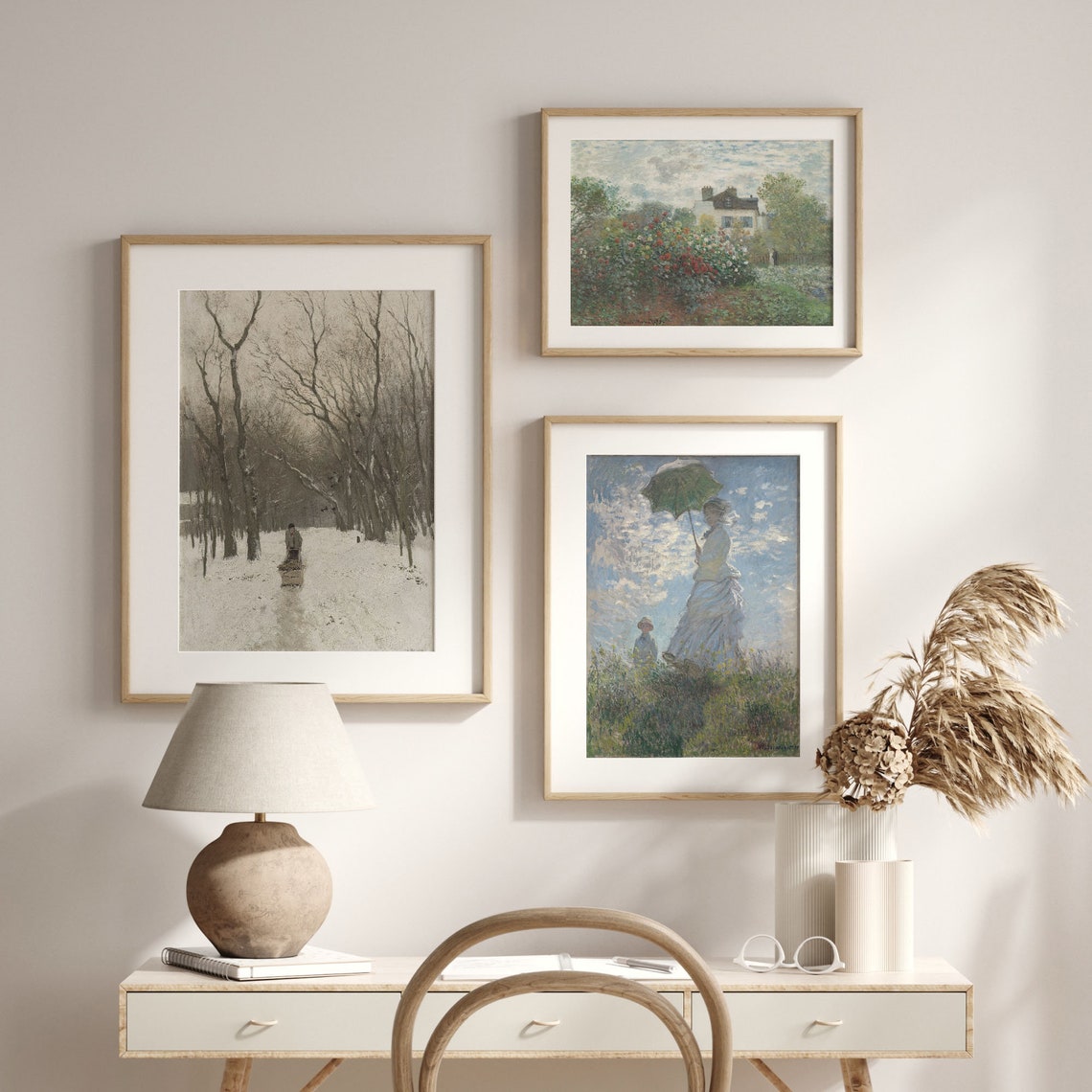 Snowy Winter Forest Path Vintage Oil Landscape Painting Poster - Image 2