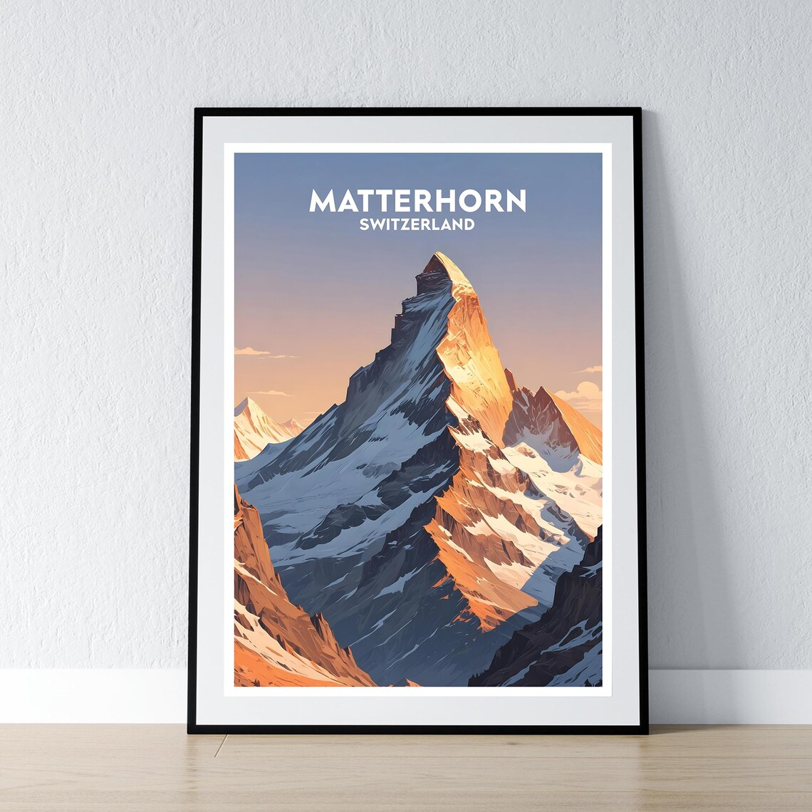 Matterhorn Switzerland Retro Vintage Alpine Mountain Travel Poster