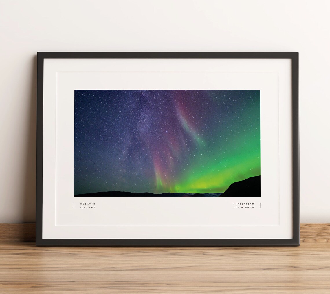 Husavik Iceland Northern Lights Travel Poster