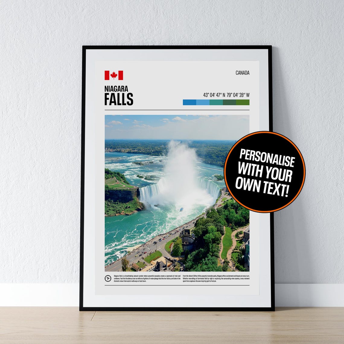 Niagara Falls Misty Horseshoe Falls Boat Coordinates Canada Poster