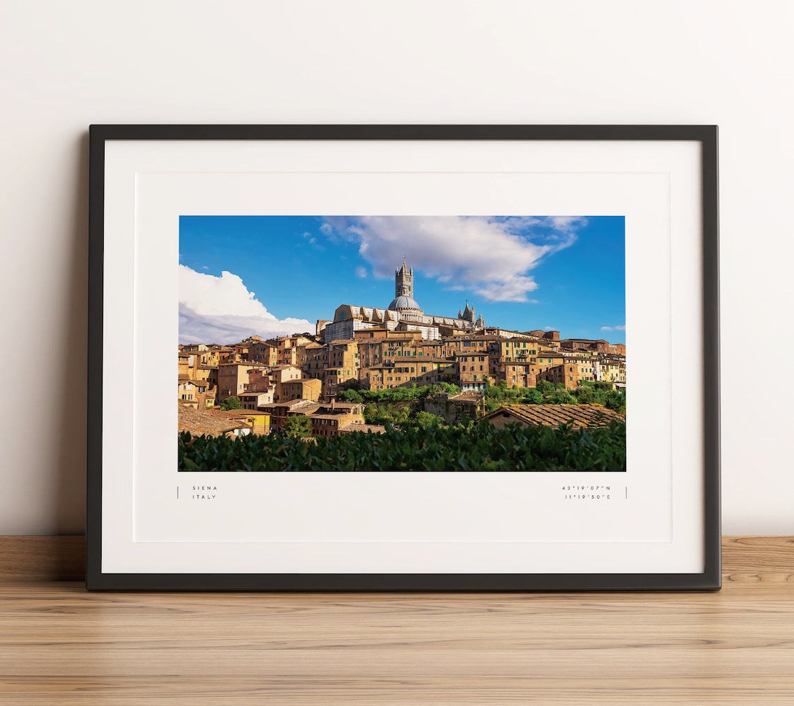 Siena Coordinates Travel Poster, Italy Wall Art