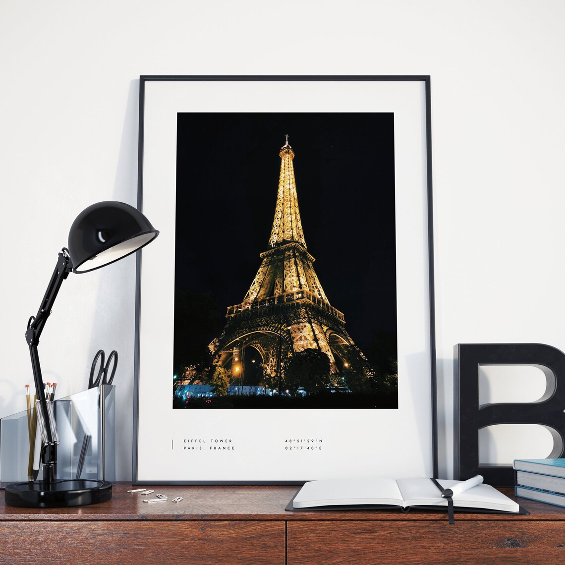 Paris Eiffel Tower Coordinates Travel Poster
