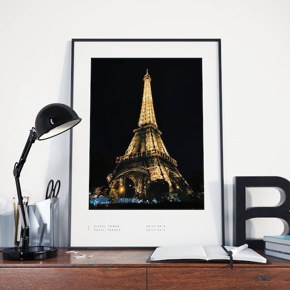 Paris Eiffel Tower Coordinates Travel Poster