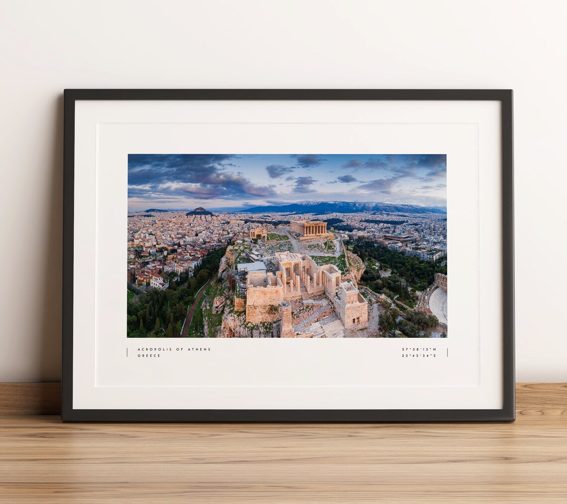 Athens Acropolis Parthenon Coordinates Travel Poster