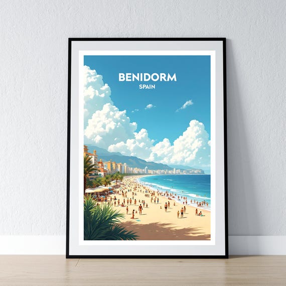 Benidorm Poster Print Spain Wall Art Gift Travel Home Decor Illustration