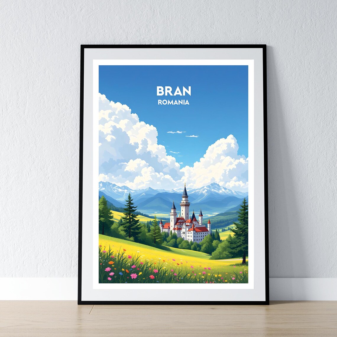 Bran Romania Castle Travel Poster, Illustration