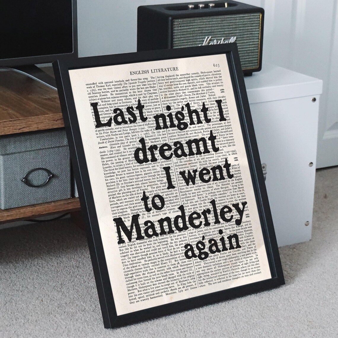 Daphne Du Maurier Last Night I Dreamt Of Manderley Quote Art Wall Poster - Image 4