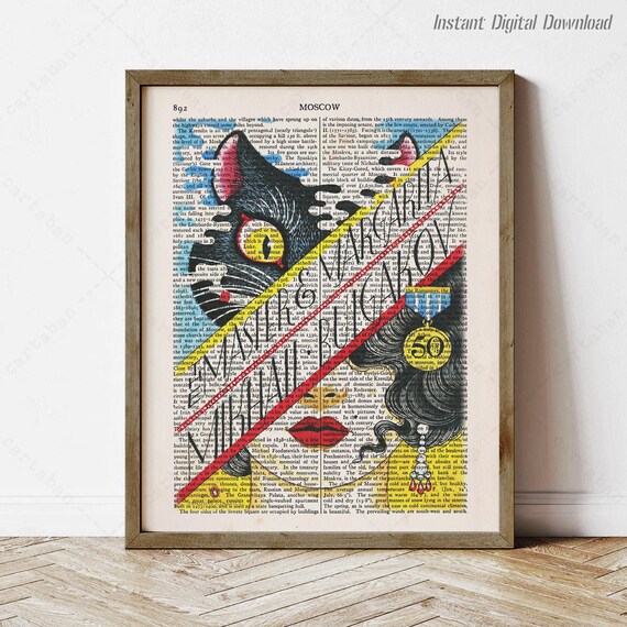 Mikhail Bulgakov The Master And Margarita Black Cat Book Cover Art Poster