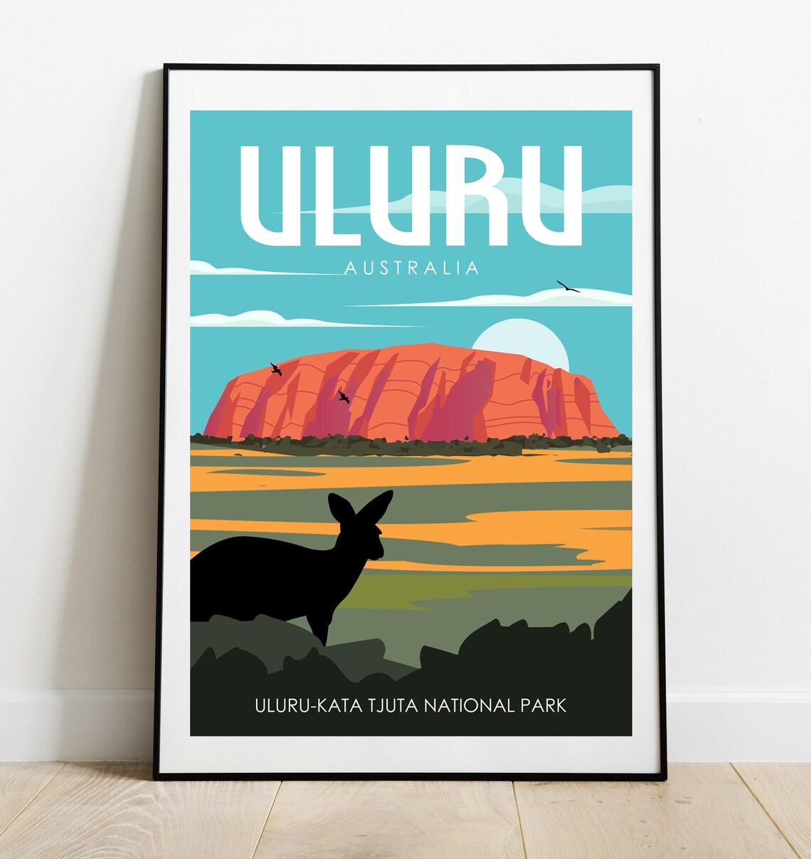 Uluru Retro Travel Poster, Australia Wall Art