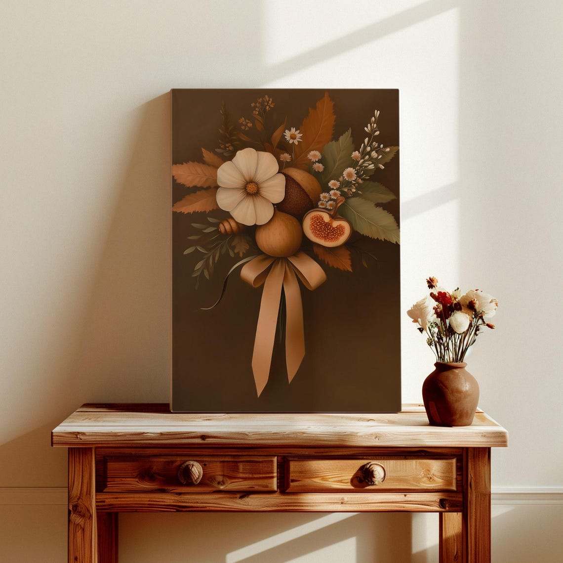 Dark Moody Botanical Bouquet Brown Fall Floral Statement Poster - Image 2