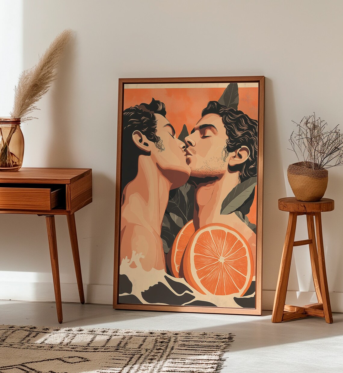 Two Men Kissing With Orange Slices Pop Art LGBTQ Pride Poster - Image 3