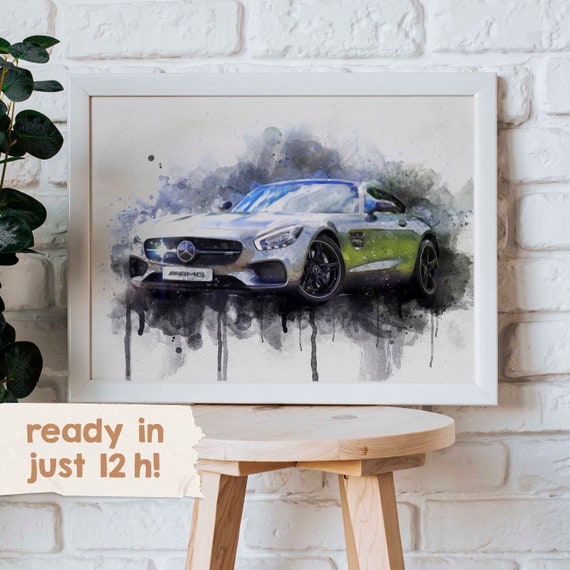 Personalized Car Portrait Car Lover Gift Custom Watercolor Car Painting Fathers Day Gift From Daughter New Car Gift Car Guy Gift