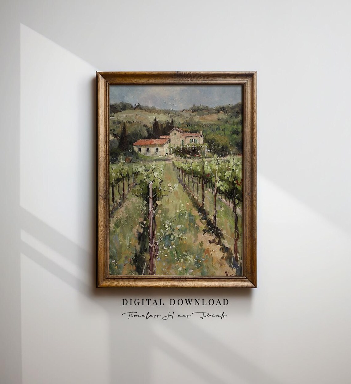 Tuscan Vineyard Countryside Oil Painting Rustic Italian Poster