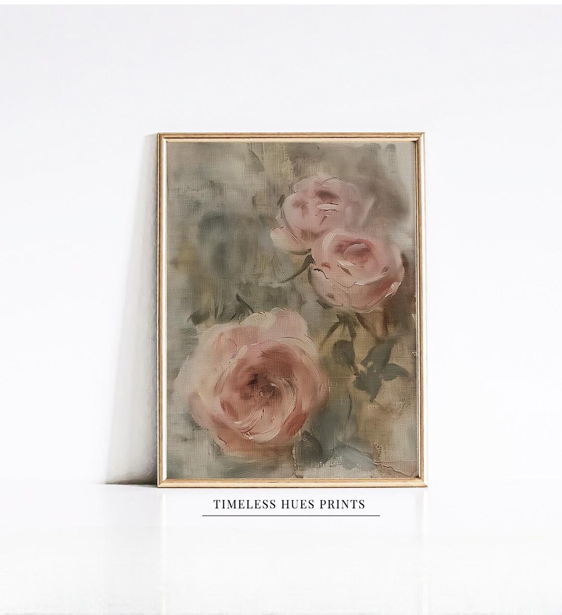 Muted Pink Roses Impressionist Floral Painting Vintage Blush Poster
