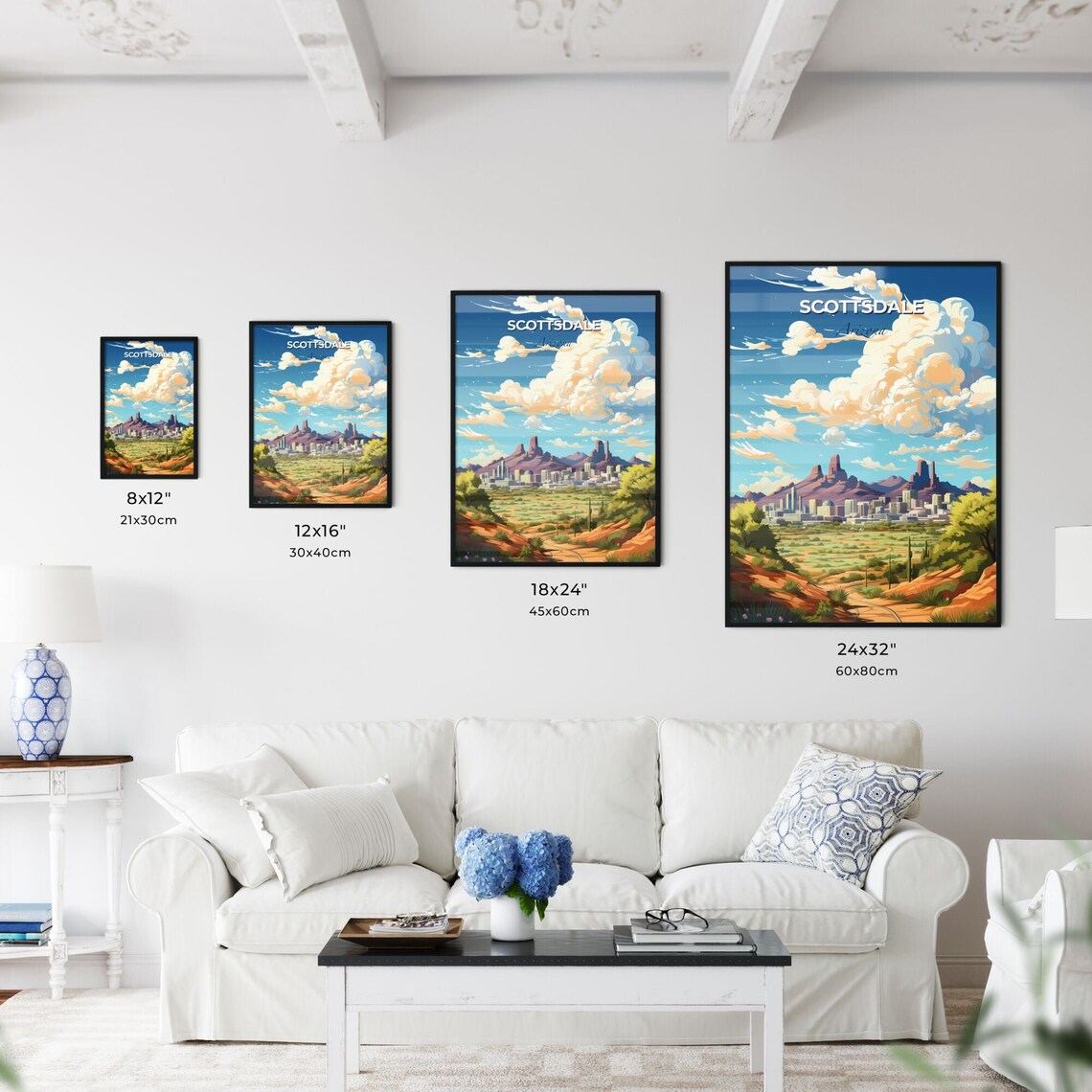 Scottsdale Arizona Desert Peaks Cityscape Vintage Travel Poster - Image 3