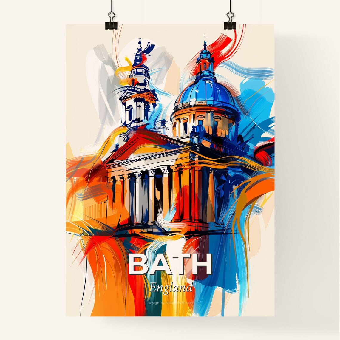 Bath England Vibrant Watercolor Georgian City Travel Art Poster - Image 4