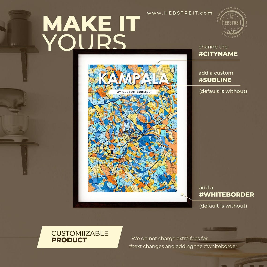 Kampala Uganda Vibrant Modern City Street Map Artwork Poster - Image 2