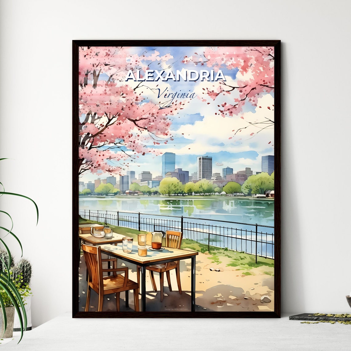 Alexandria Virginia Waterfront Cafe Cherry Blossom City View Poster