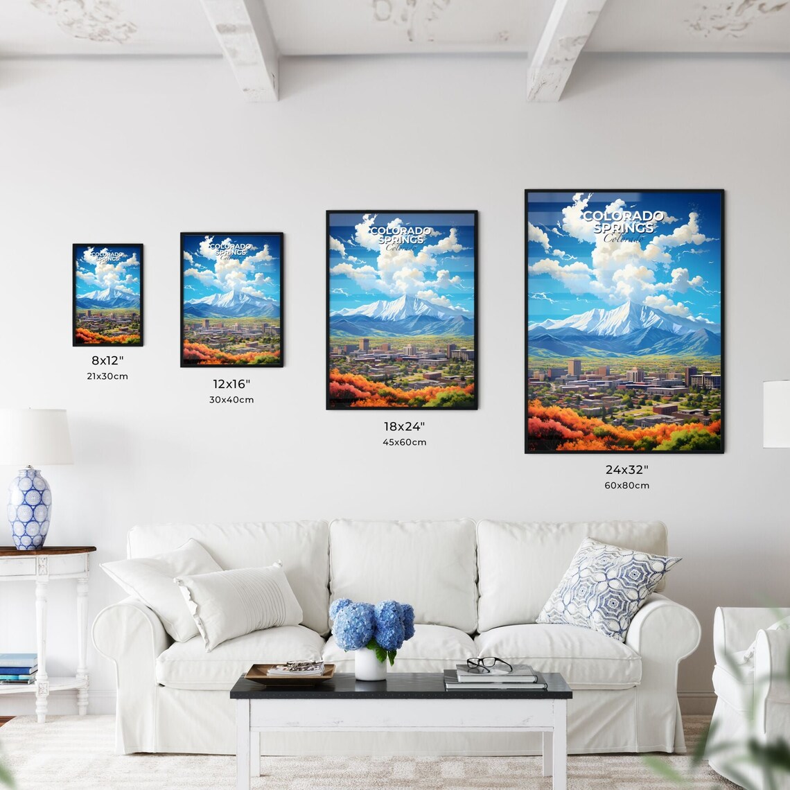 Colorado Springs Colorado Snowy Mountain Skyline Scenic Travel Poster - Image 3