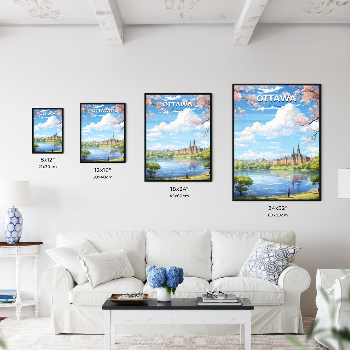 Ottawa Canada Castle Lakeside Cherry Blossom Spring Travel Poster - Image 3