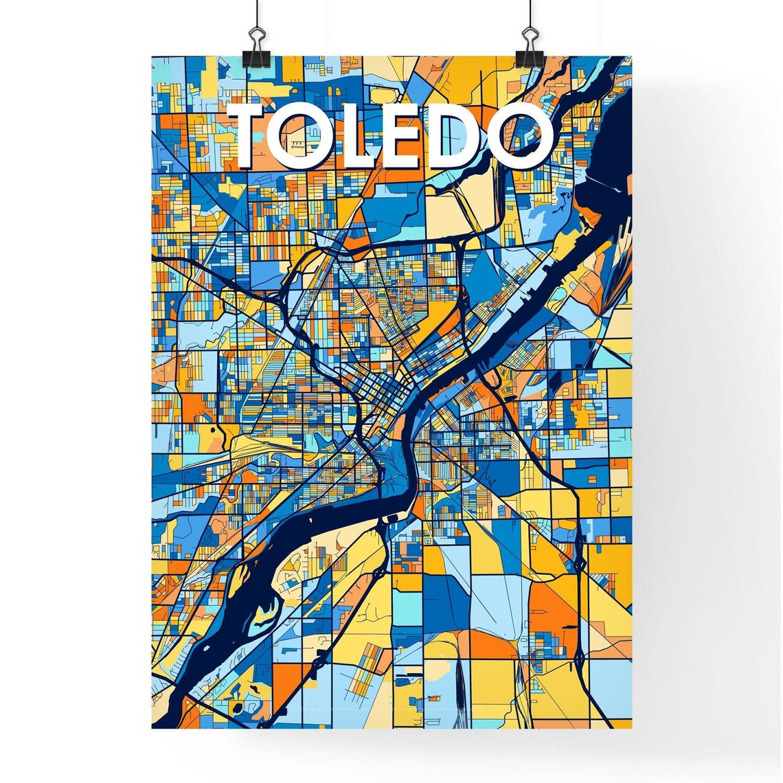 Toledo Ohio Vibrant Colorful City Map Art Poster for Home Decor - Image 4