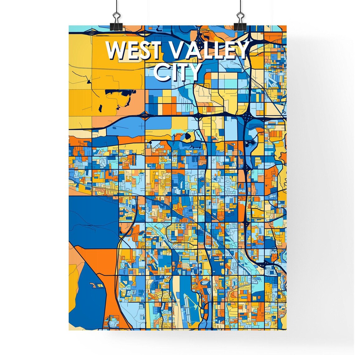 West Valley City Utah City Map Poster Colorful Modern Wall Decor - Image 4