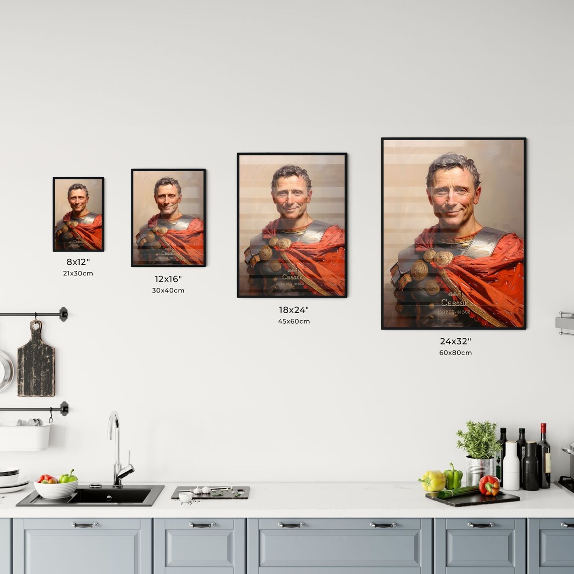 Julius Caesar Roman Emperor Armor Red Cloak Oil Portrait Poster - Image 3