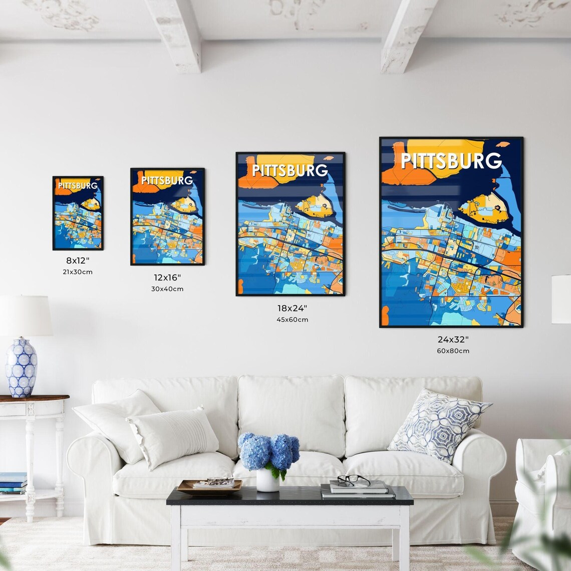 Pittsburg California City Map Poster Vibrant Modern Wall Decor Art - Image 3