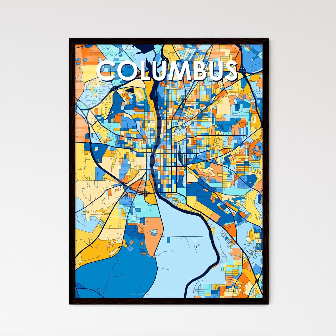 Columbus Georgia Vibrant Colorful Mosaic City Street Map Art Poster