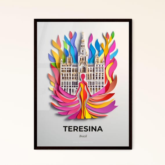 Vivid Teresina Brazil A Colorful Paper Cut Of A Woman In A Dress Fine Art Print Customizable