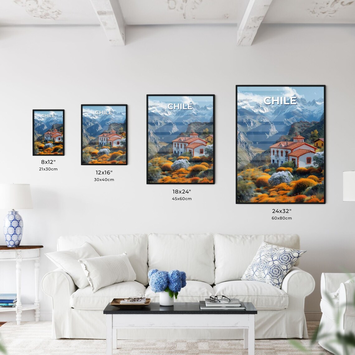 Chile Hacienda Wildflower Meadow Andes Mountain View Travel Poster - Image 3