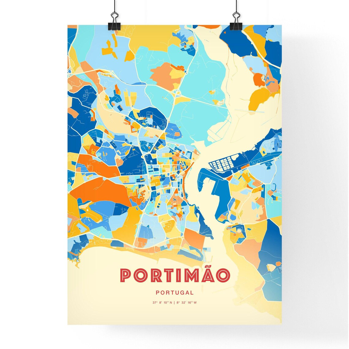 Portimao Portugal City Map Blue Orange Street Map Poster Algarve Gift - Image 3