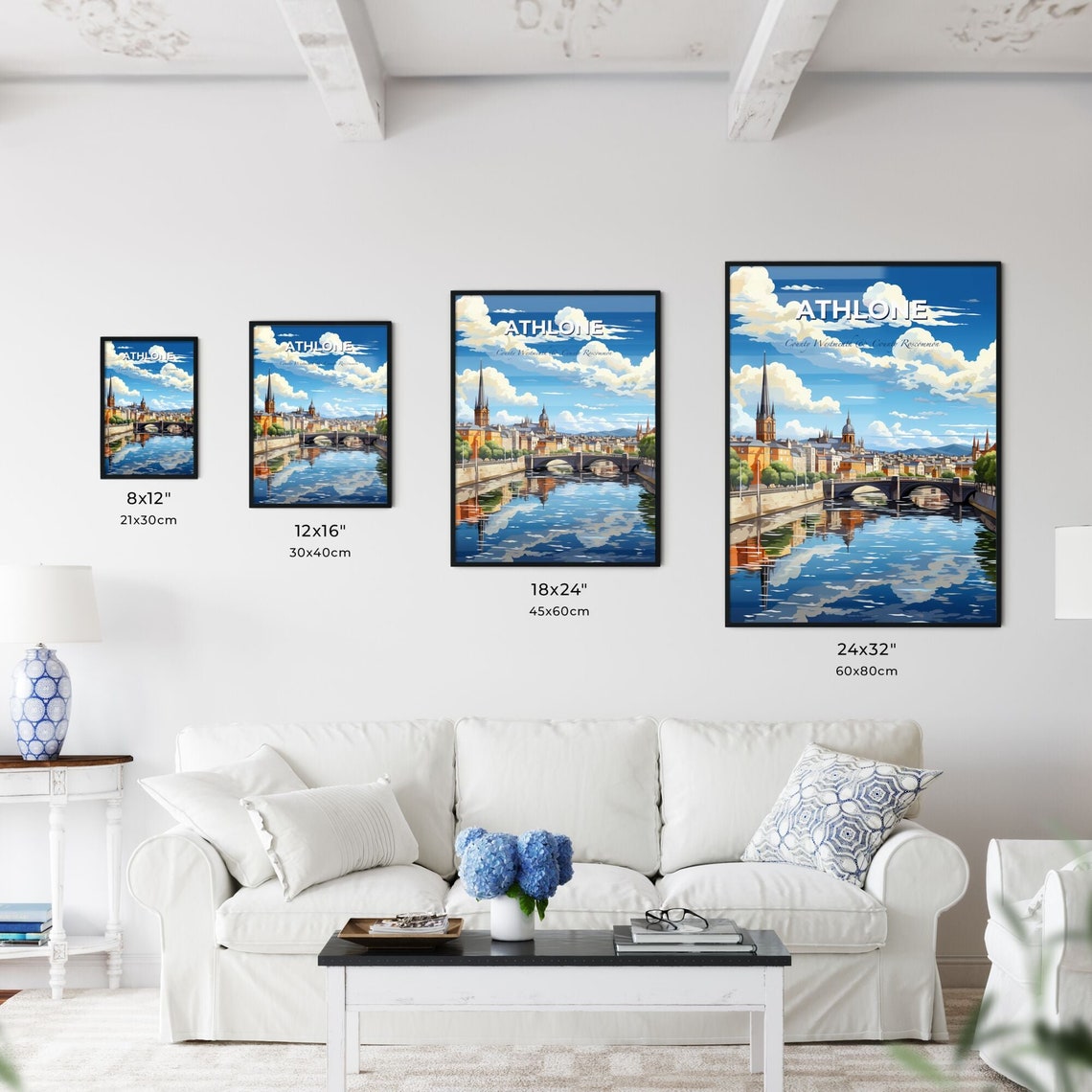 Athlone County Westmeath County Roscommon A River With A Bridge Travel Skylines Collection Customizable - Image 3
