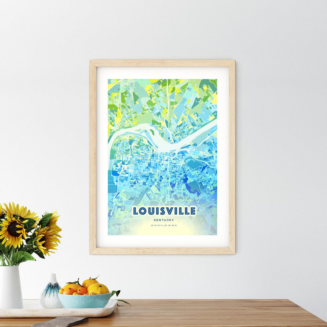 Louisville Kentucky Bluish Gradient City Map Art Poster Customizable - Image 2