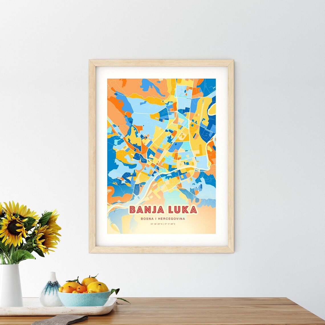 Banja Luka Bosnia and Herzegovina Blue Orange City Map Poster - Image 2