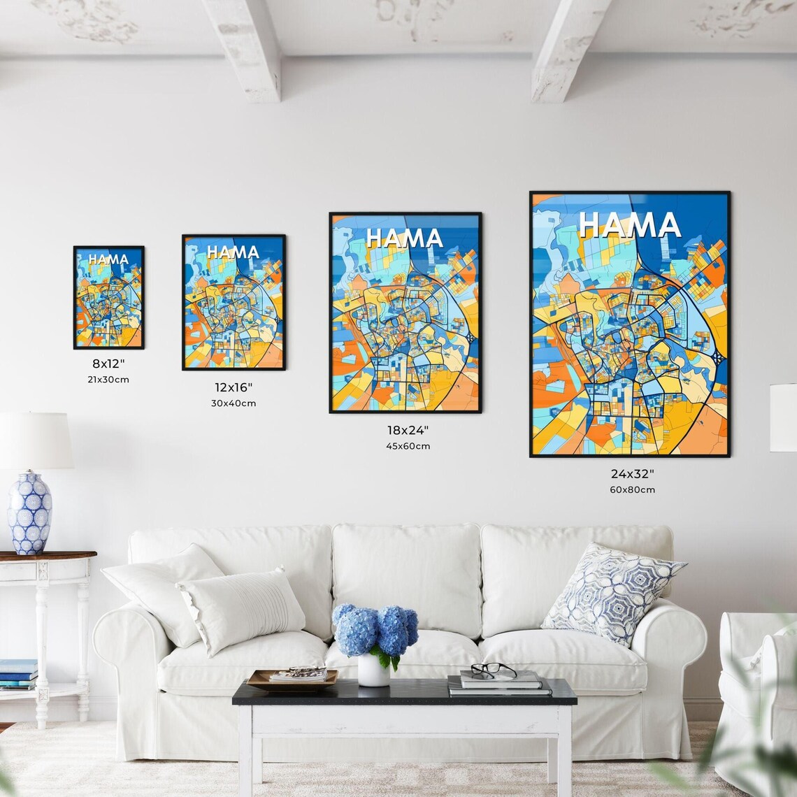 Hama Syria Colorful Modern City Street Map Travel Decor Poster - Image 3