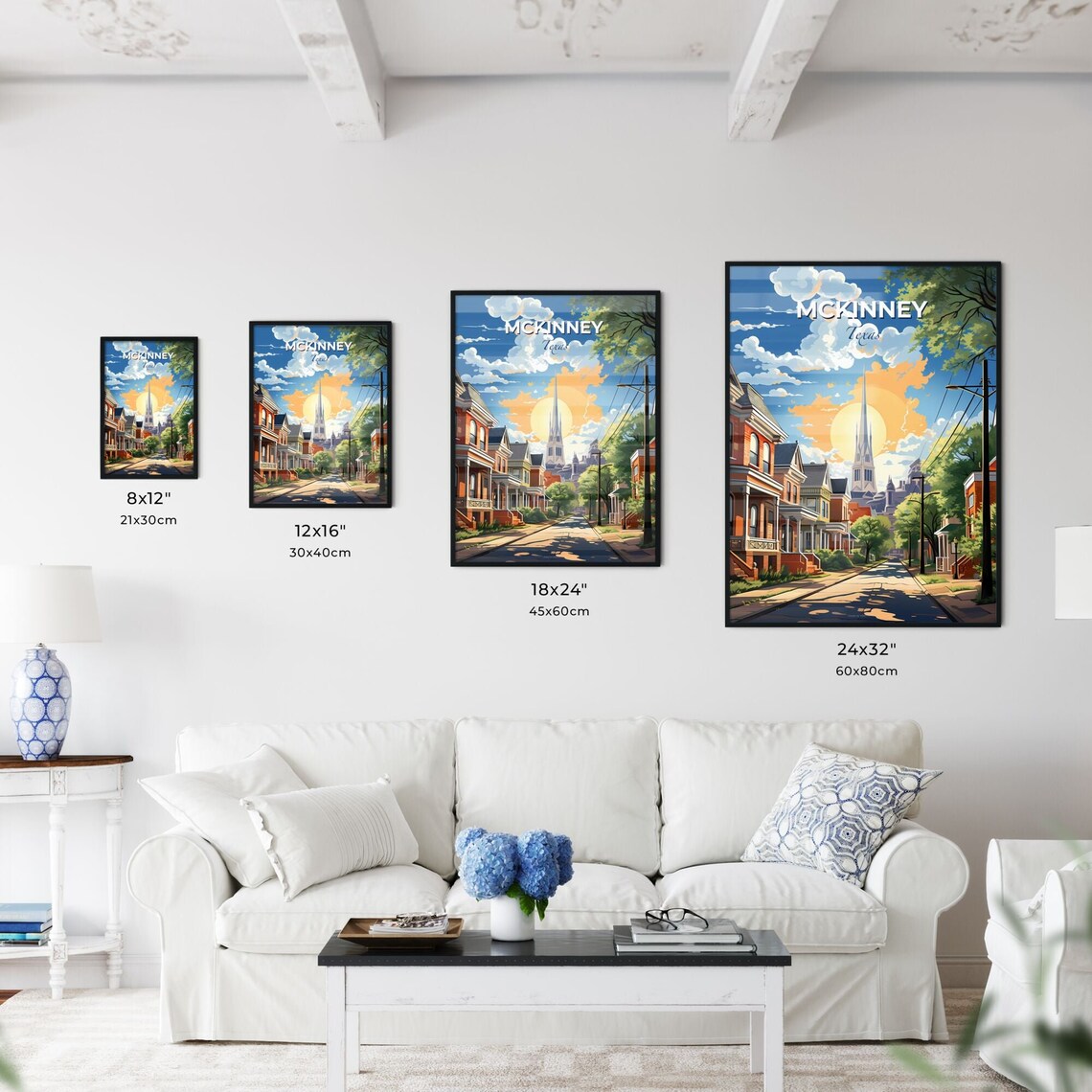 McKinney Texas Historic Street Church Spire Sunny Day Poster - Image 3