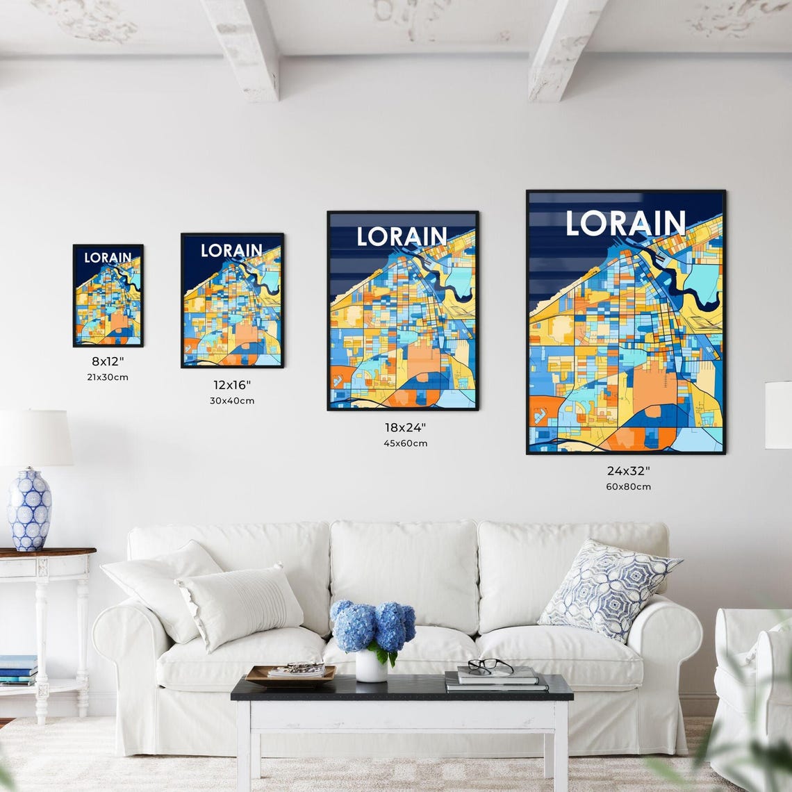 Lorain Ohio Vibrant Colorful Illustrated Street Map Art Poster - Image 3