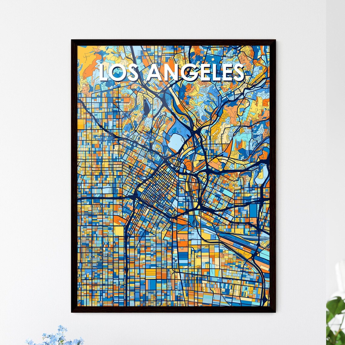 Los Angeles California Vibrant Colorful Mosaic City Street Map Art Poster