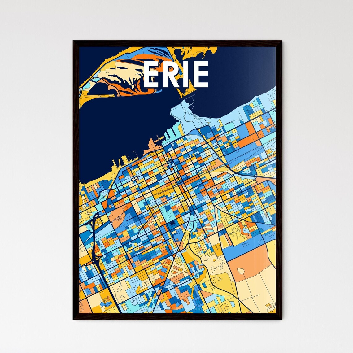 Erie Pennsylvania Colorful Geometric City Street Map Art Poster