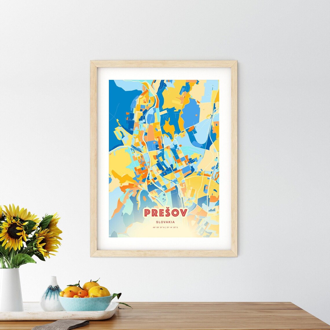 Presov Slovakia Colorful City Map Coordinates Travel Art Poster - Image 2