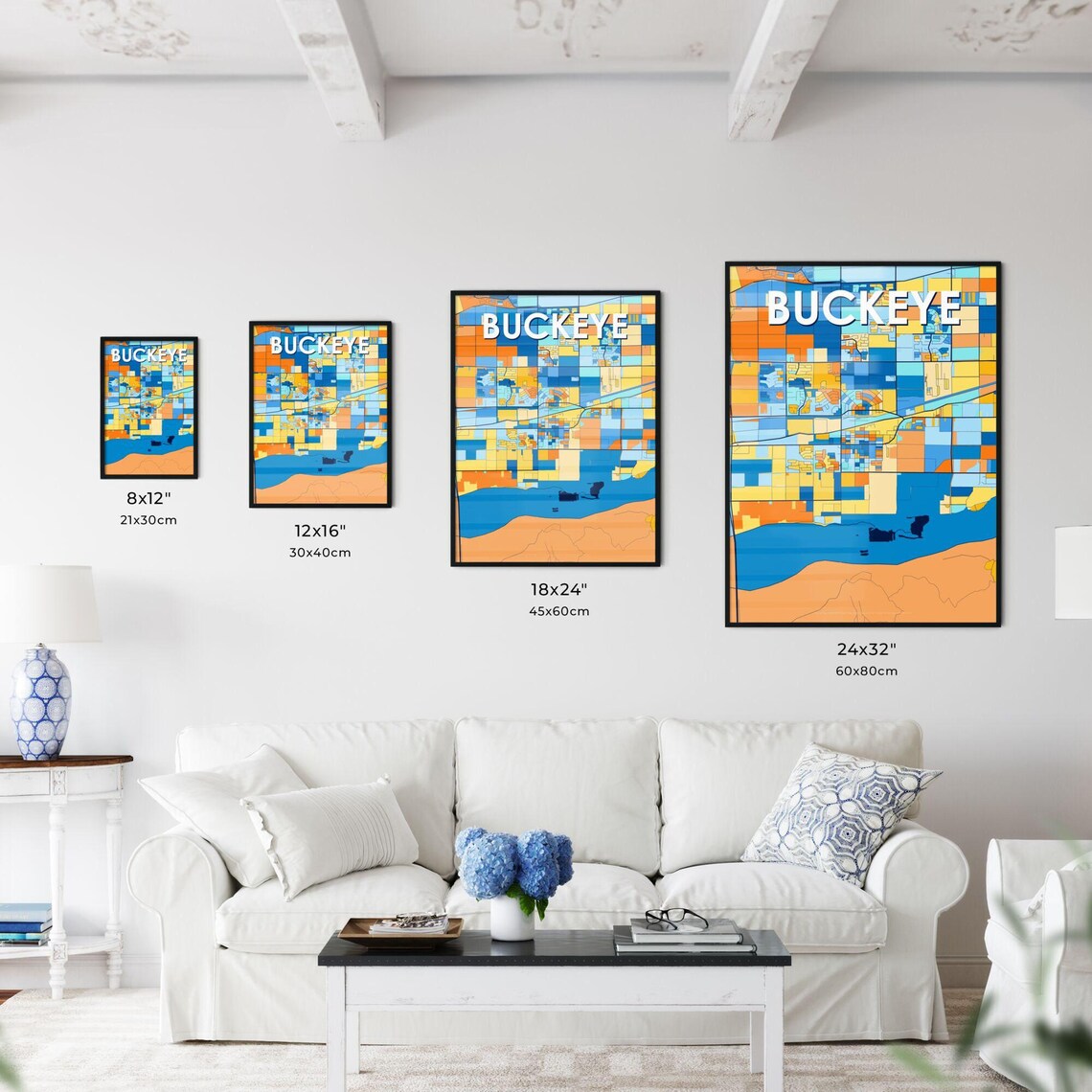 Buckeye Arizona Colorful Geometric City Street Map Art Poster - Image 3