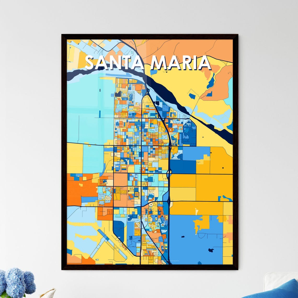 Santa Maria California City Map Poster Vibrant Modern Wall Decor