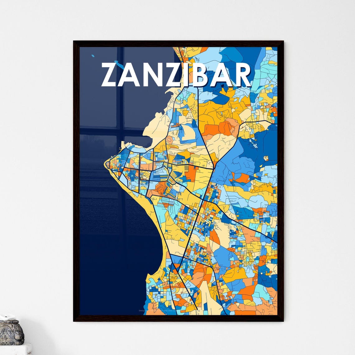 Zanzibar Tanzania Bold Vibrant Geometric Island Map Art Poster