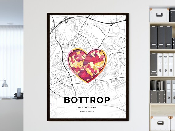Bottrop Germany Where It All Began Heart Map Coordinates Poster