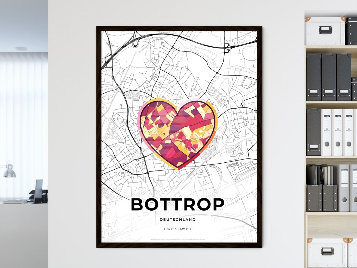Bottrop Germany Where It All Began Heart Map Coordinates Poster