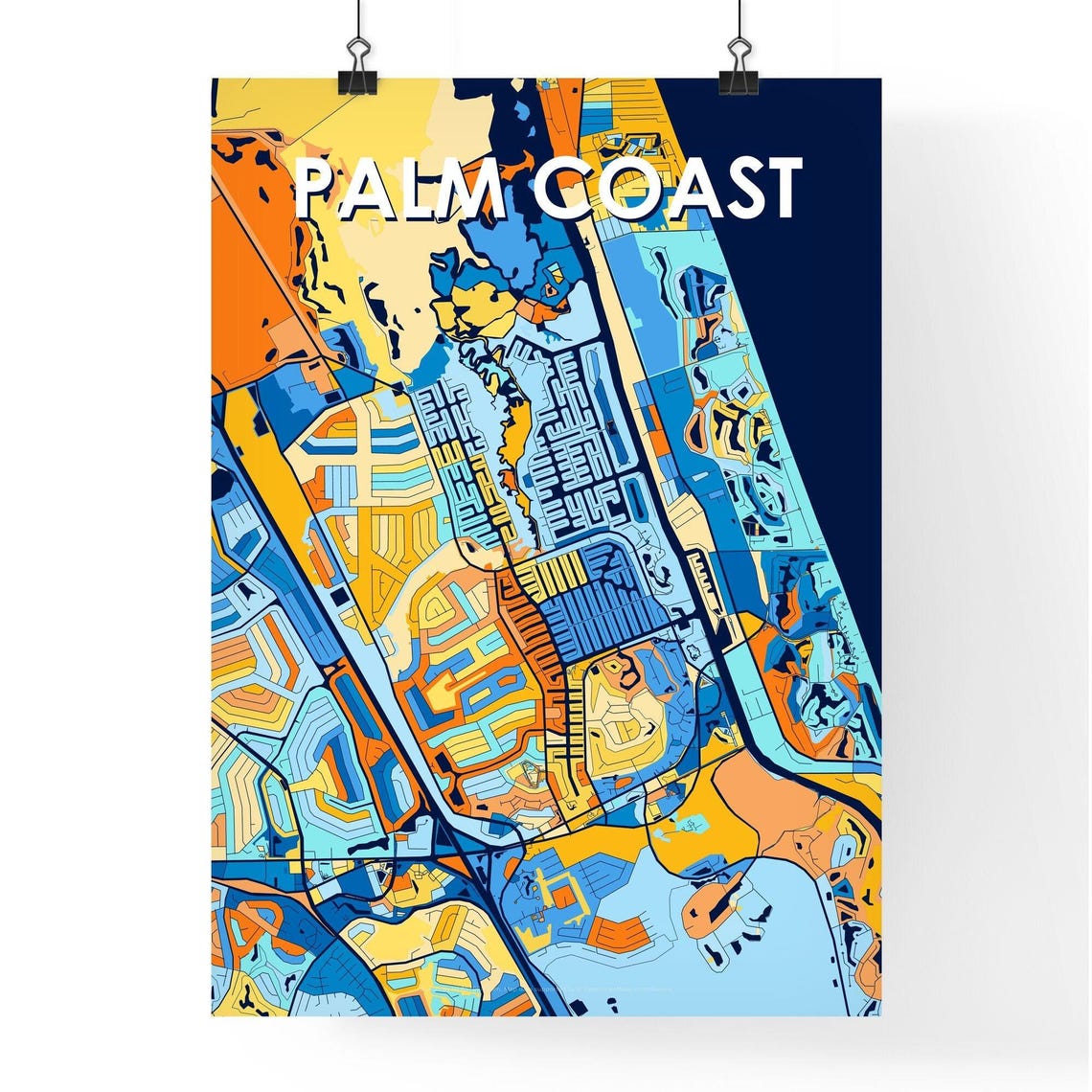 Palm Coast Florida Bright Mosaic City Street Map Artwork Poster - Image 4