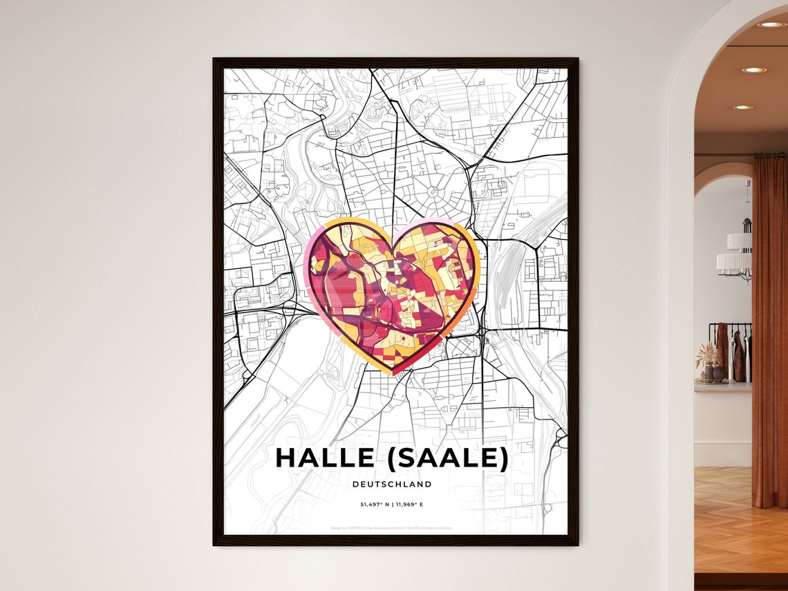Halle Saale Germany Where It All Began Heart Map Coordinates Poster