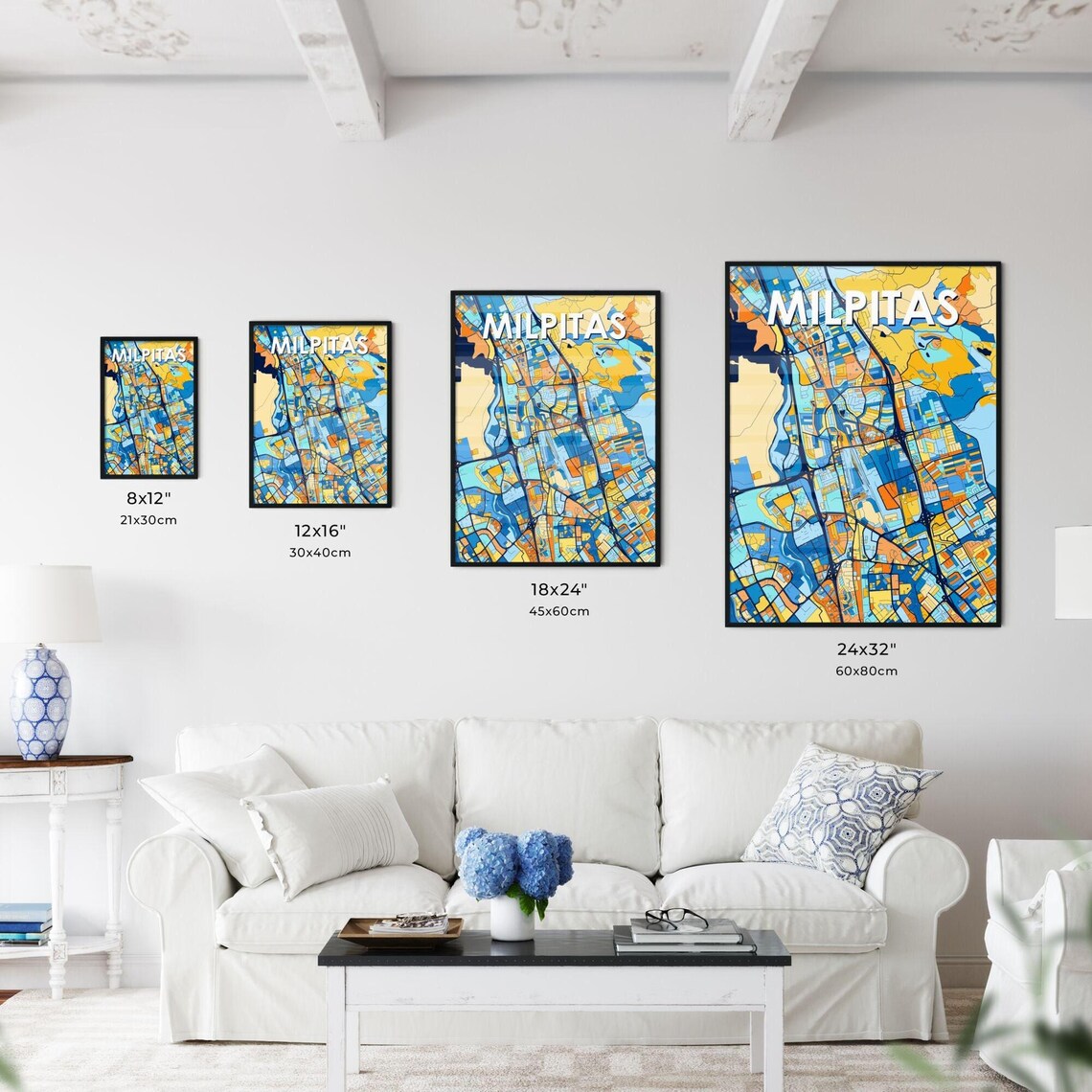 Milpitas California Bright Mosaic City Street Map Artwork Poster - Image 3
