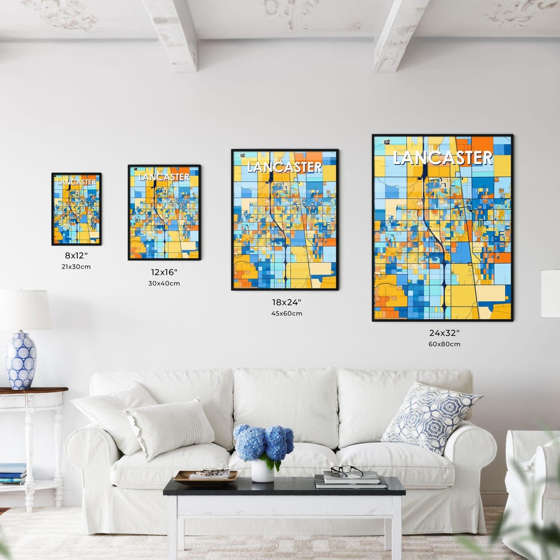 Lancaster California Colorful Modern City Street Map Artwork Poster - Image 3